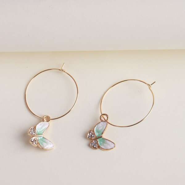 

Rhinestone Butterfly Drop Earrings, Multicolor