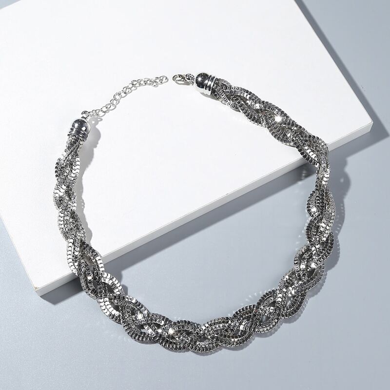 

Guys Braided Necklace, Silver