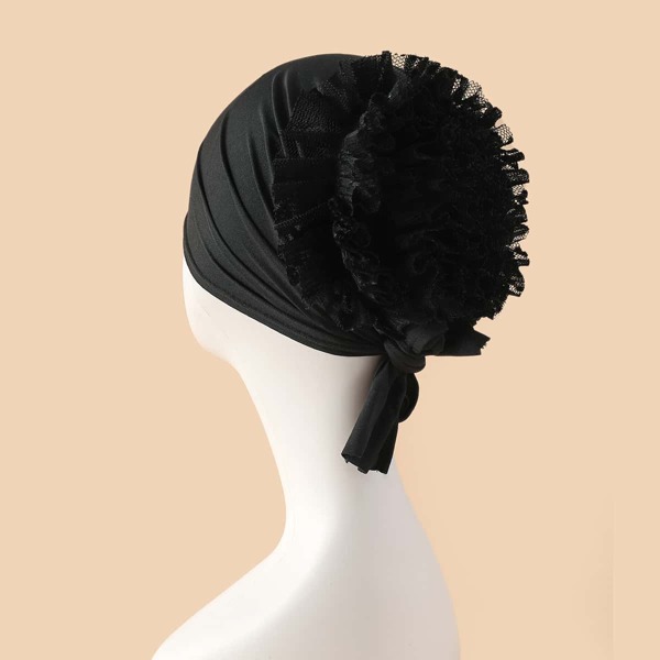 

Mesh Flower Decor Hat, Black