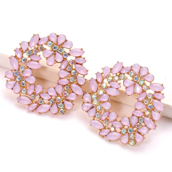 

Rhinestone Decor Stud Earrings, Pink
