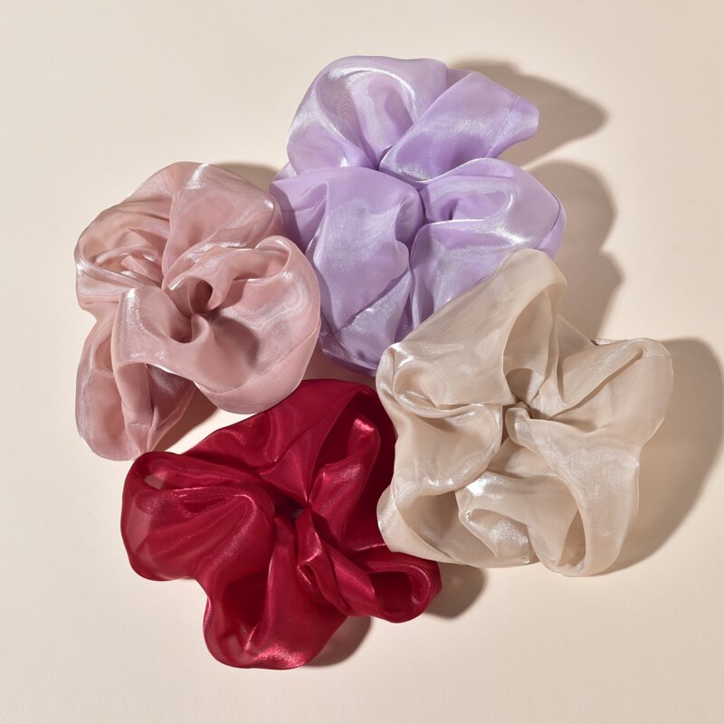 

4pcs Solid Scrunchie, Multicolor