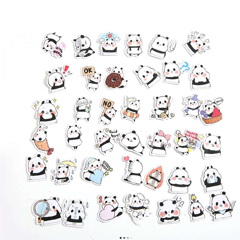 

39pcs Cartoon Panda Sticker, Multicolor