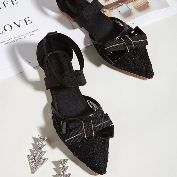 

Bow Decor Mesh Flats, Black