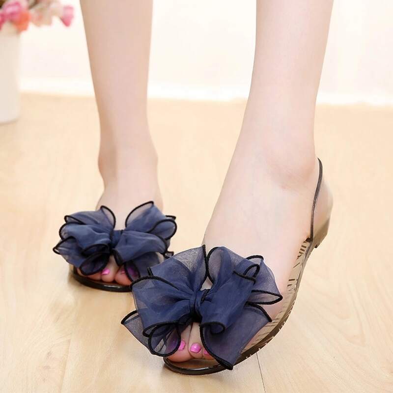

Bow Peep Toe Clear Sandals, Royal blue