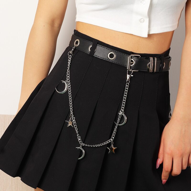 

Star & Moon Pants Chain, Silver