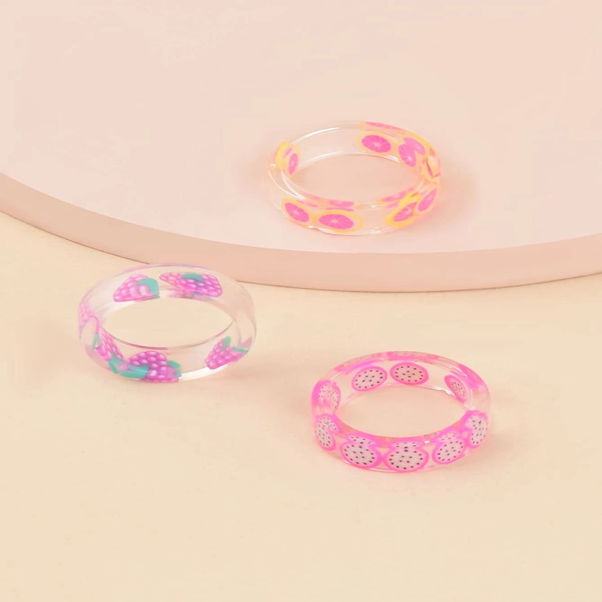 

3pcs Clear Fruit Ring, Multicolor