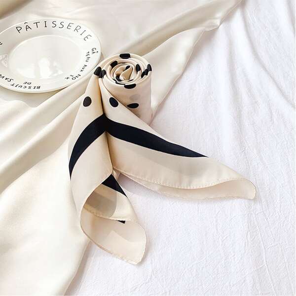 

Polka Dot Print Bandana, Beige