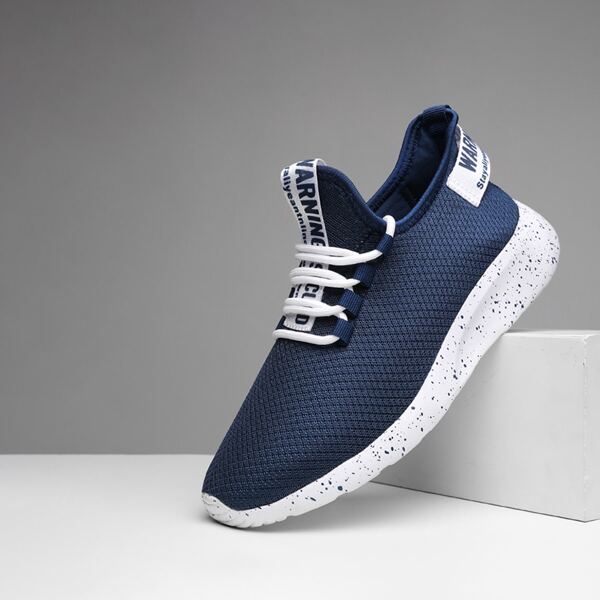 

Men Lace Up Decor Running Shoes, Blue