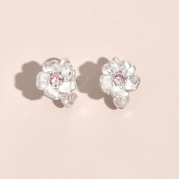 

2pcs Flower Decor Ear Cuff, Silver