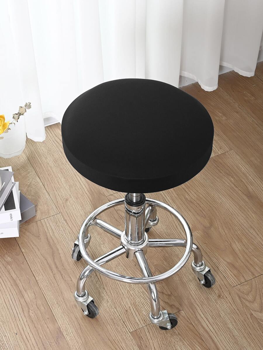 Solid Color Stretchy Stool Cover - Black - View 1