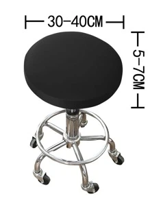 Solid Color Stretchy Stool Cover - Black - View 3