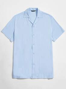 Manfinity Men Revere Collar Shirt - Baby Blue - View 1