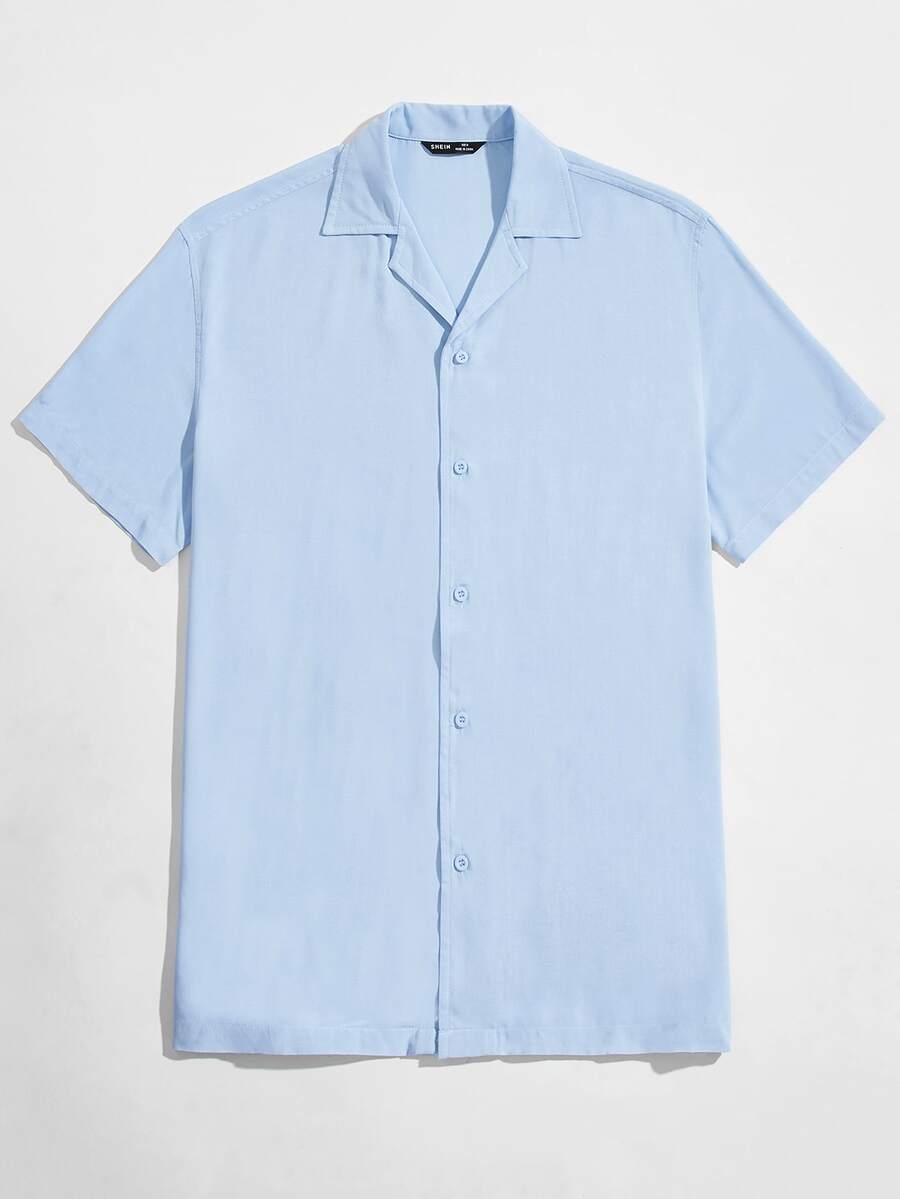 Manfinity Men Revere Collar Shirt - Baby Blue - View 1