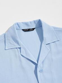 Manfinity Men Revere Collar Shirt - Baby Blue - View 4