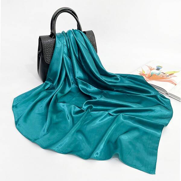 

Solid Satin Scarf, Teal blue