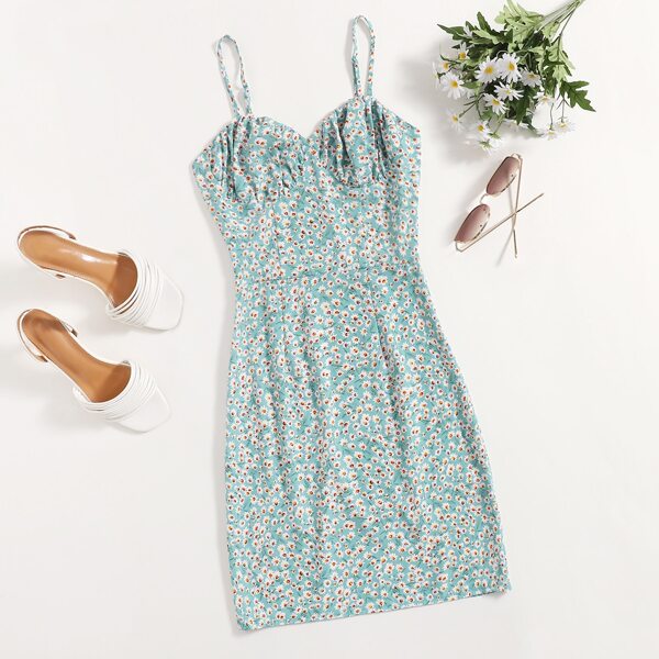 

Ruched Bust Ditsy Floral Cami Dress, Multicolor