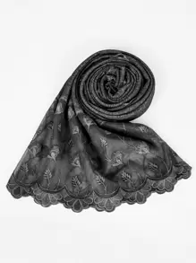 EMERY ROSE Contrast Mesh Scarf - Black - View 2
