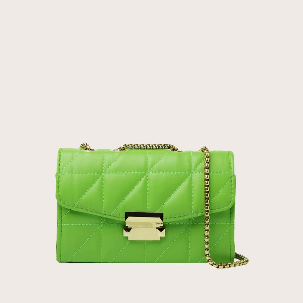 

Quilted Chain Crossbody Bag, Mint green