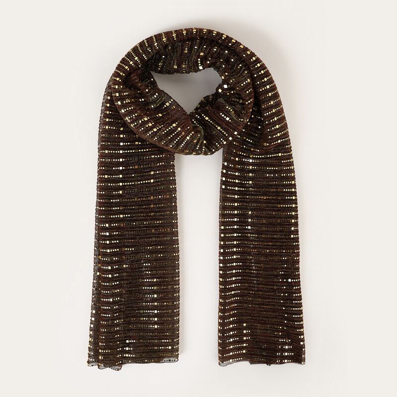 

Sequin Decor Scarf, Chocolate brown