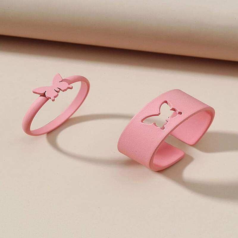 

2pcs Butterfly Ring, Pink