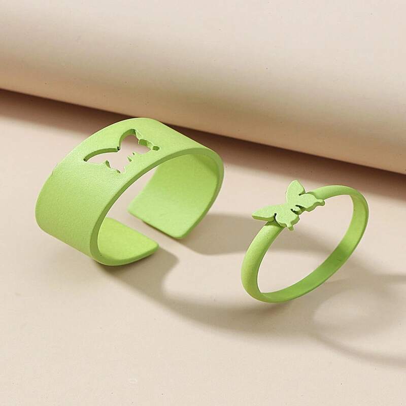 

2pcs Butterfly Ring, Green