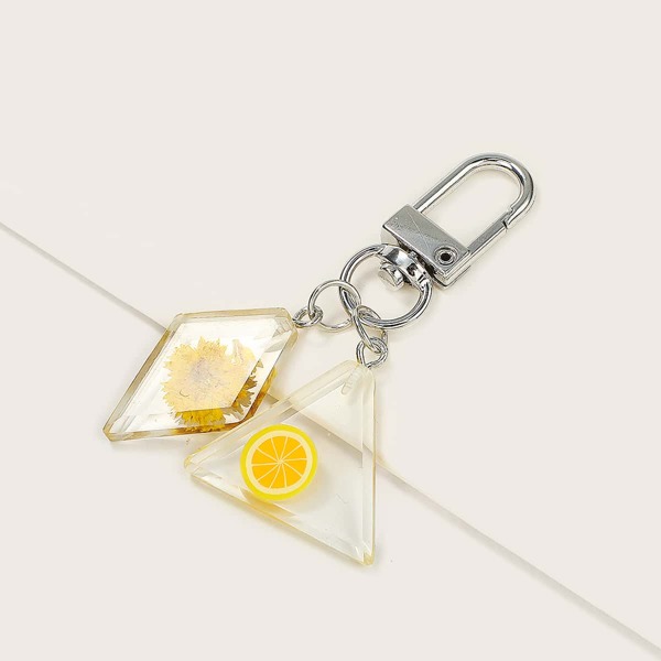 

Flower & Fruit Embedded Bag Charm, Yellow