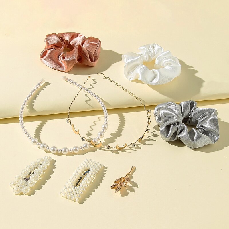 

8pcs Rhinestone & Faux Pearl Hair Accessory Set, Multicolor