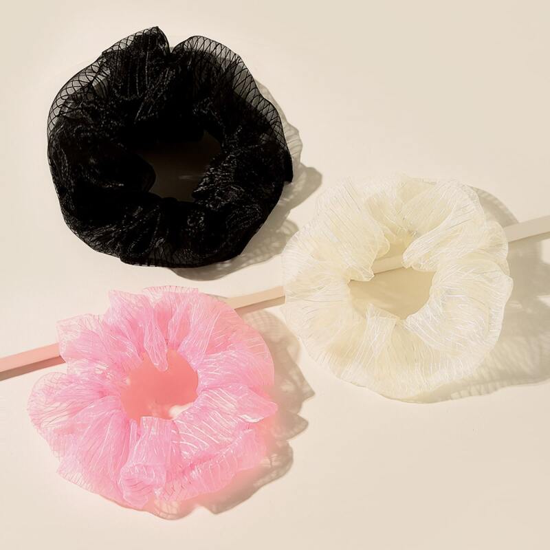 

3pcs Mesh Scrunchie, Multicolor