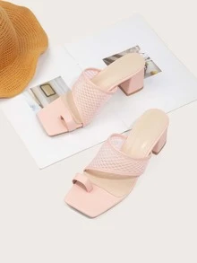 Minimalist Mesh Chunky Thong Sandals