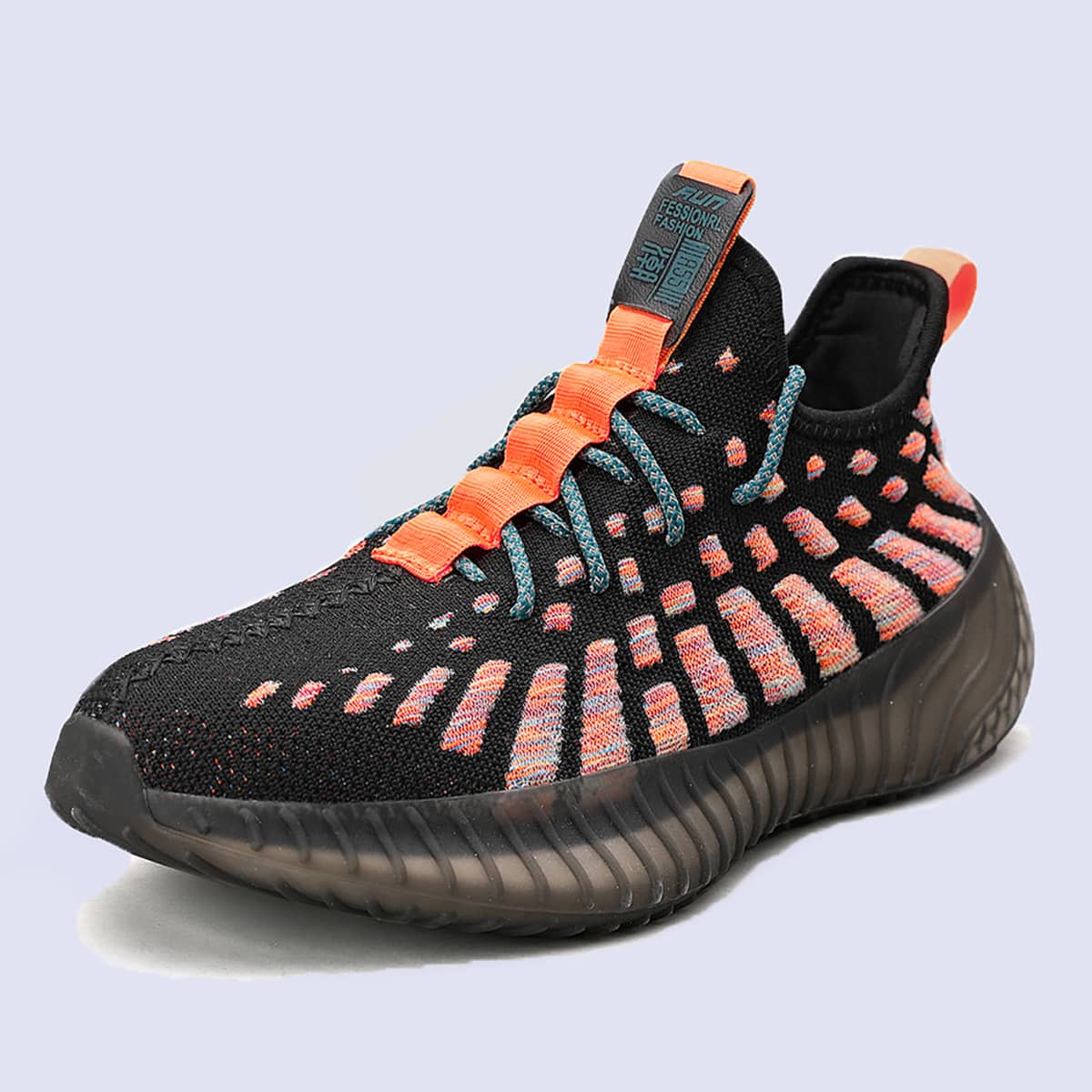 

Guys Lace Up Decor Knit Sneakers, Black