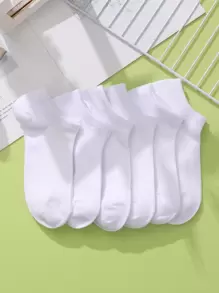 6pairs Plain Ankle Socks - White - View 1
