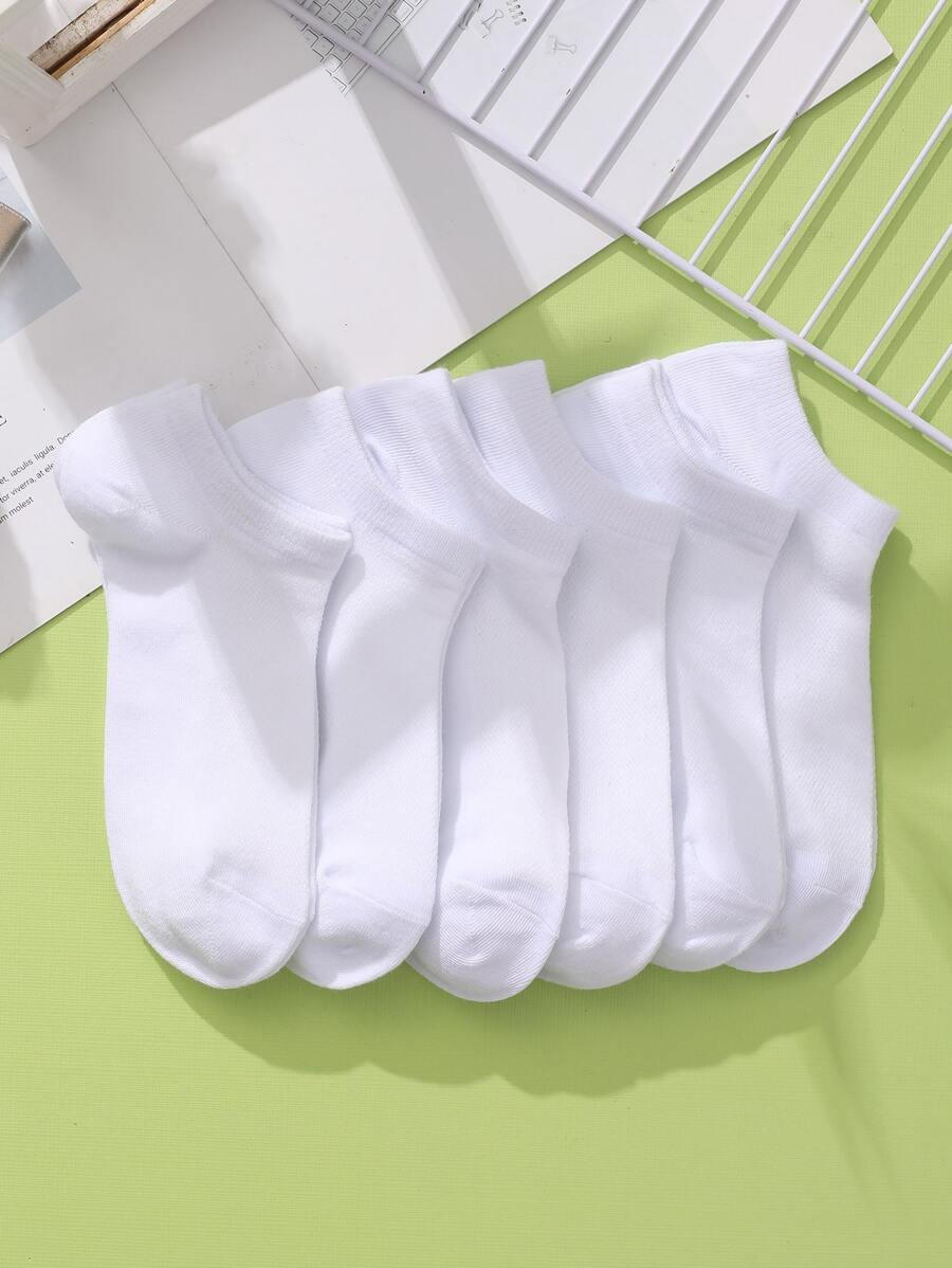 6pairs Plain Ankle Socks - White - View 1