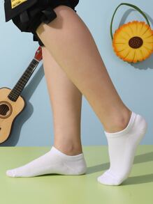 6pairs Plain Ankle Socks - White - View 2