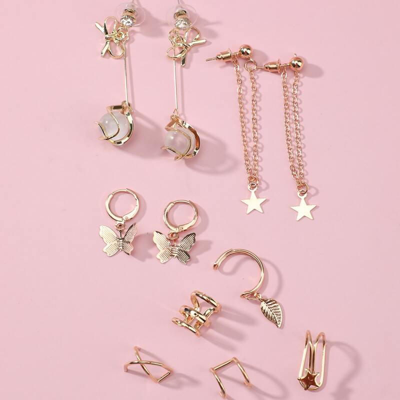 

11pcs Butterfly Decor Earring, Gold