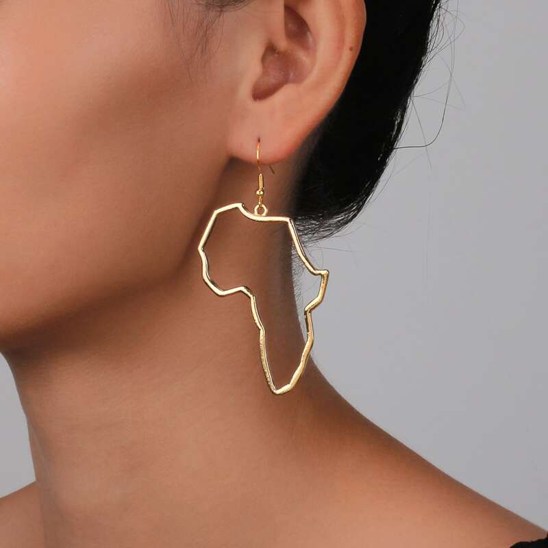 

Map Drop Earrings, Gold