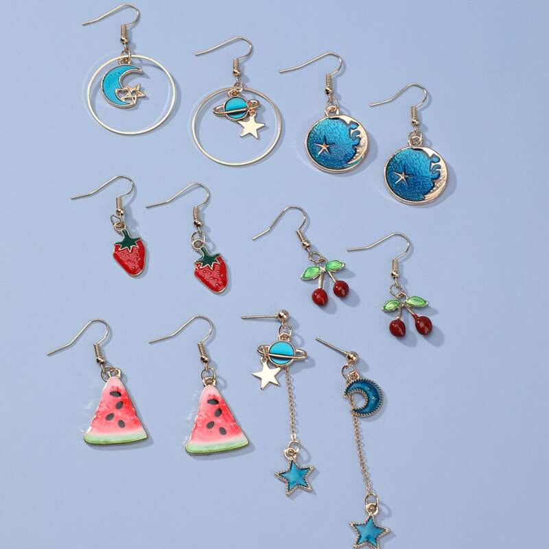 

6pairs Fruit Decor Earring, Multicolor