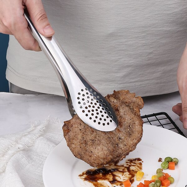 

1pc Stainless Steel Food Clip, Silver