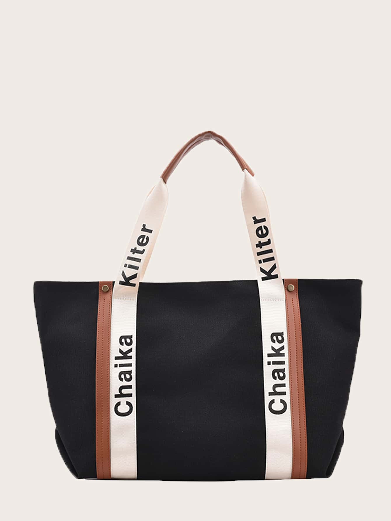 Hình chữ cái túi tote dung tích lớn - màu đen - Xem 1