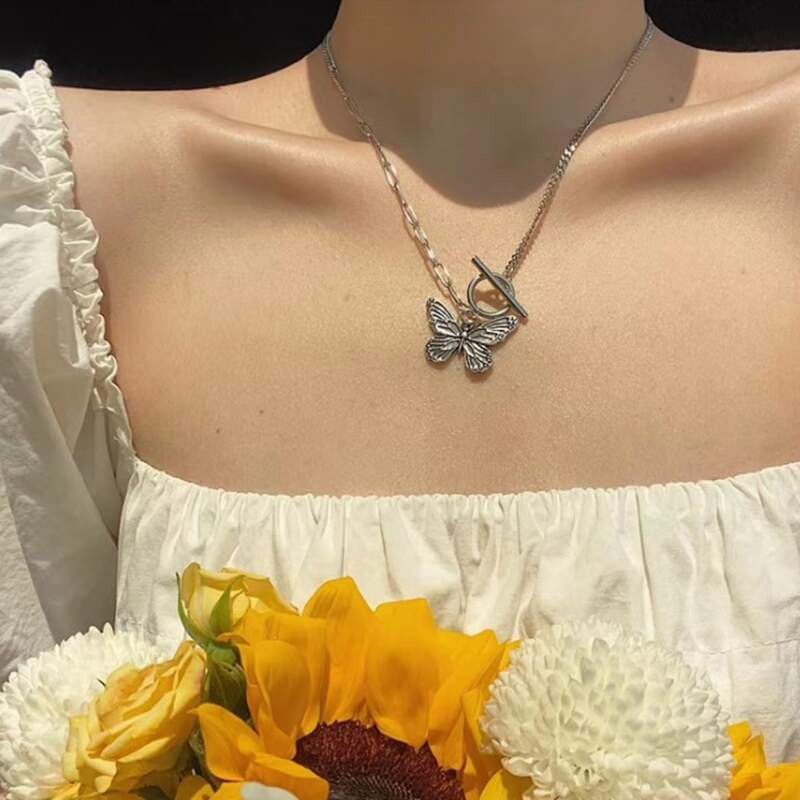 

1pc Butterfly Design Necklace, Silver