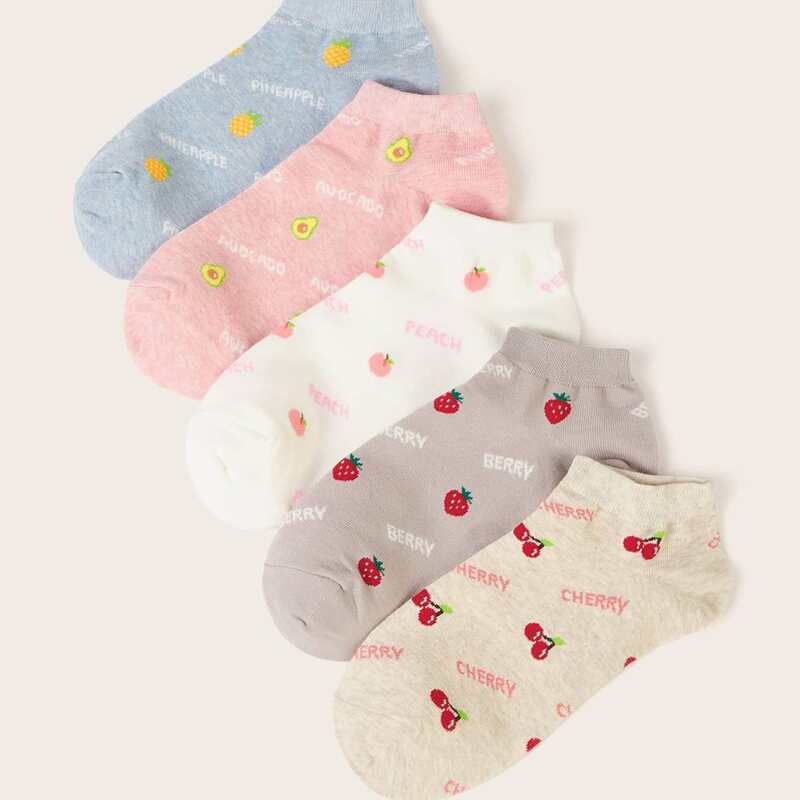

5pairs Fruit Ankle Socks, Multicolor