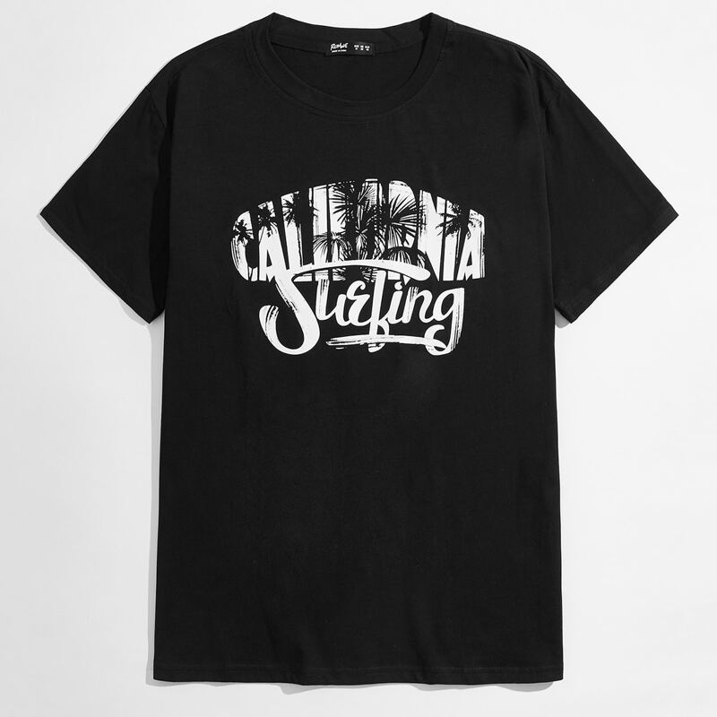 

Guys Letter Tropical Graphic Tee, Black