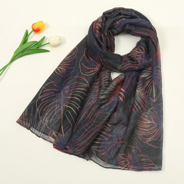

Leaf Print Scarf, Multicolor