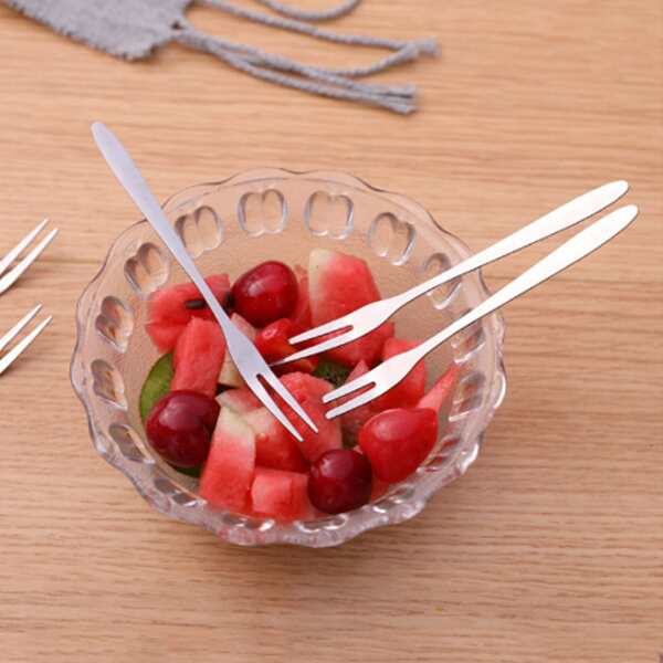 

3pcs Stainless Steel Fruit Fork, Silver
