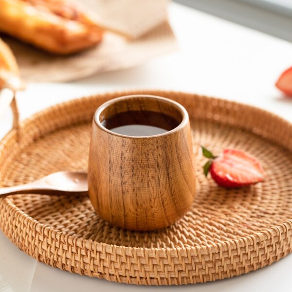

1pc Wooden Water Cup, Brown