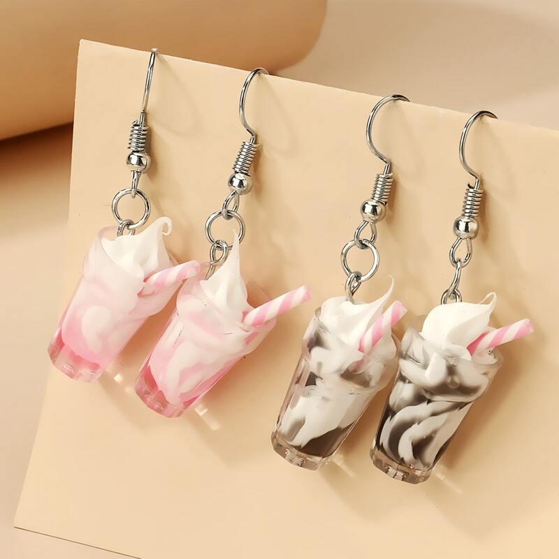 

2pairs Ice Cream Drop Earrings, Multicolor