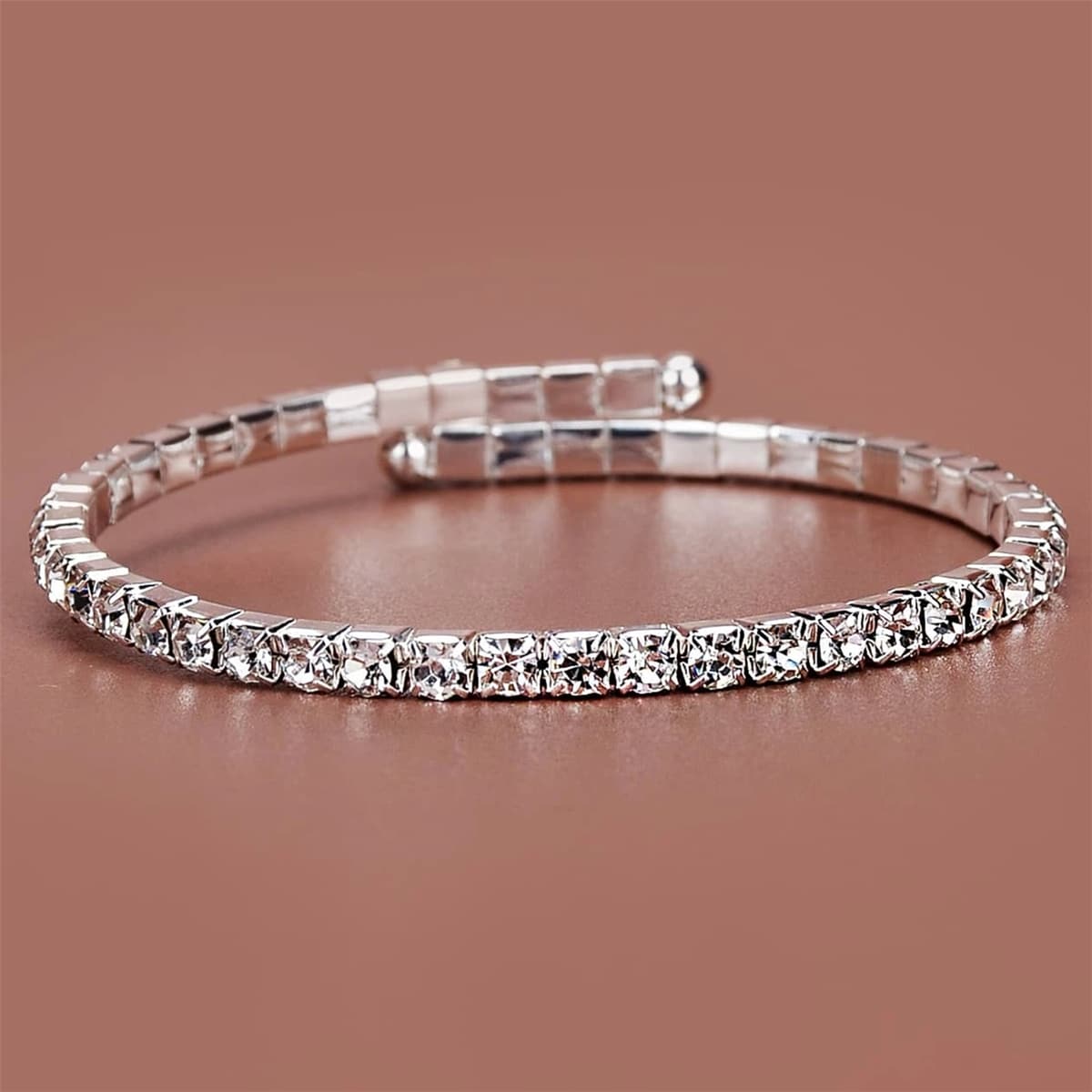 

Rhinestone Cuff Bracelet, Silver