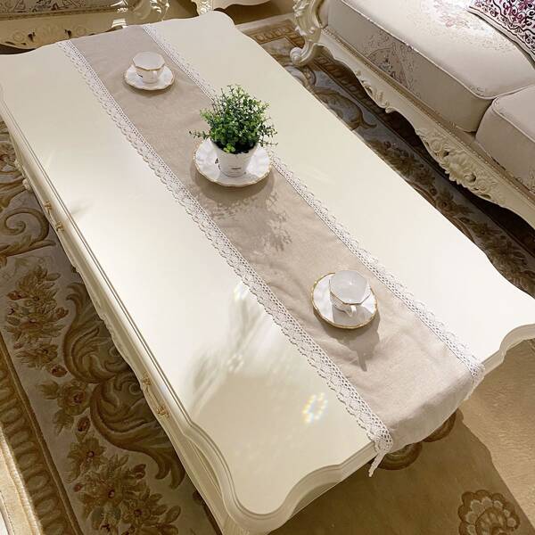 

Lace Trim Table Runner, Khaki