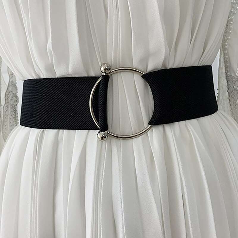 

Ring Buckle Elastic Belt, Black