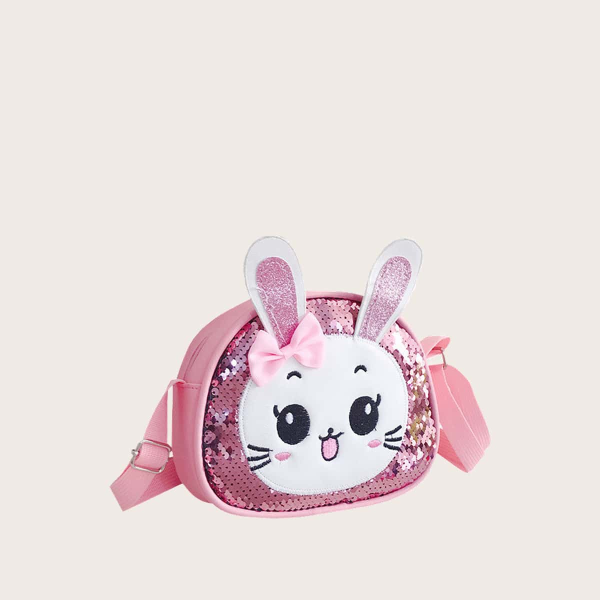 

Cartoon Rabbit Sequin Crossbody Bag, Pink