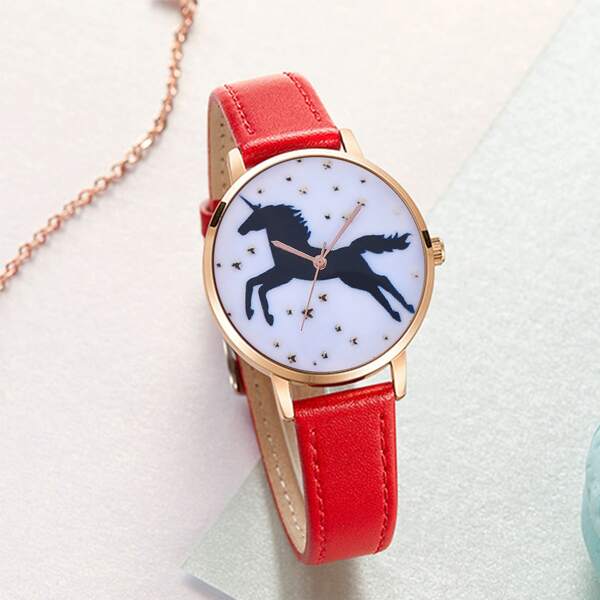 

Horse Pattern Dial Round Pointer Watch